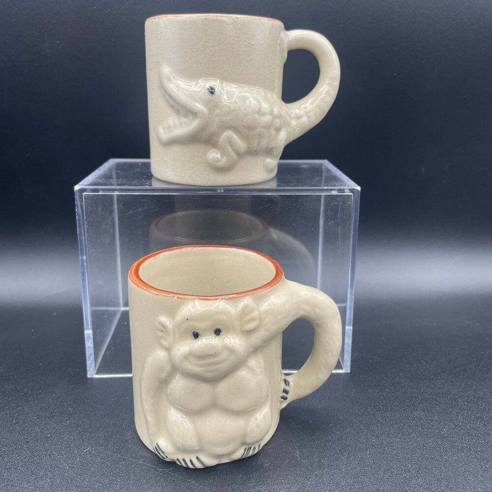 Vintage Unique Ape Gorilla Monkey Sculpted Handle Ceramic Coffee Tea Mug Rustic - Picture 7 of 7